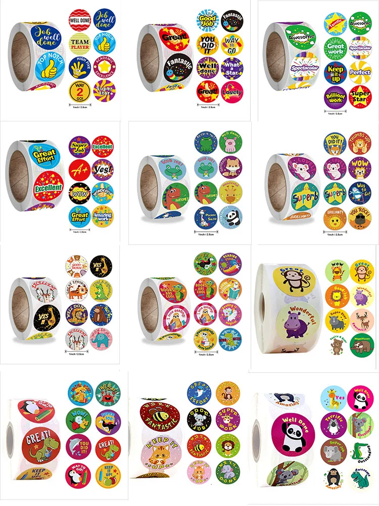 

500 Pcs/roll Cute Cartoon Animal Stickers Thank You Diy Scrapbooking for Handmade Gift Decoration Labels Kids Reward Sticker