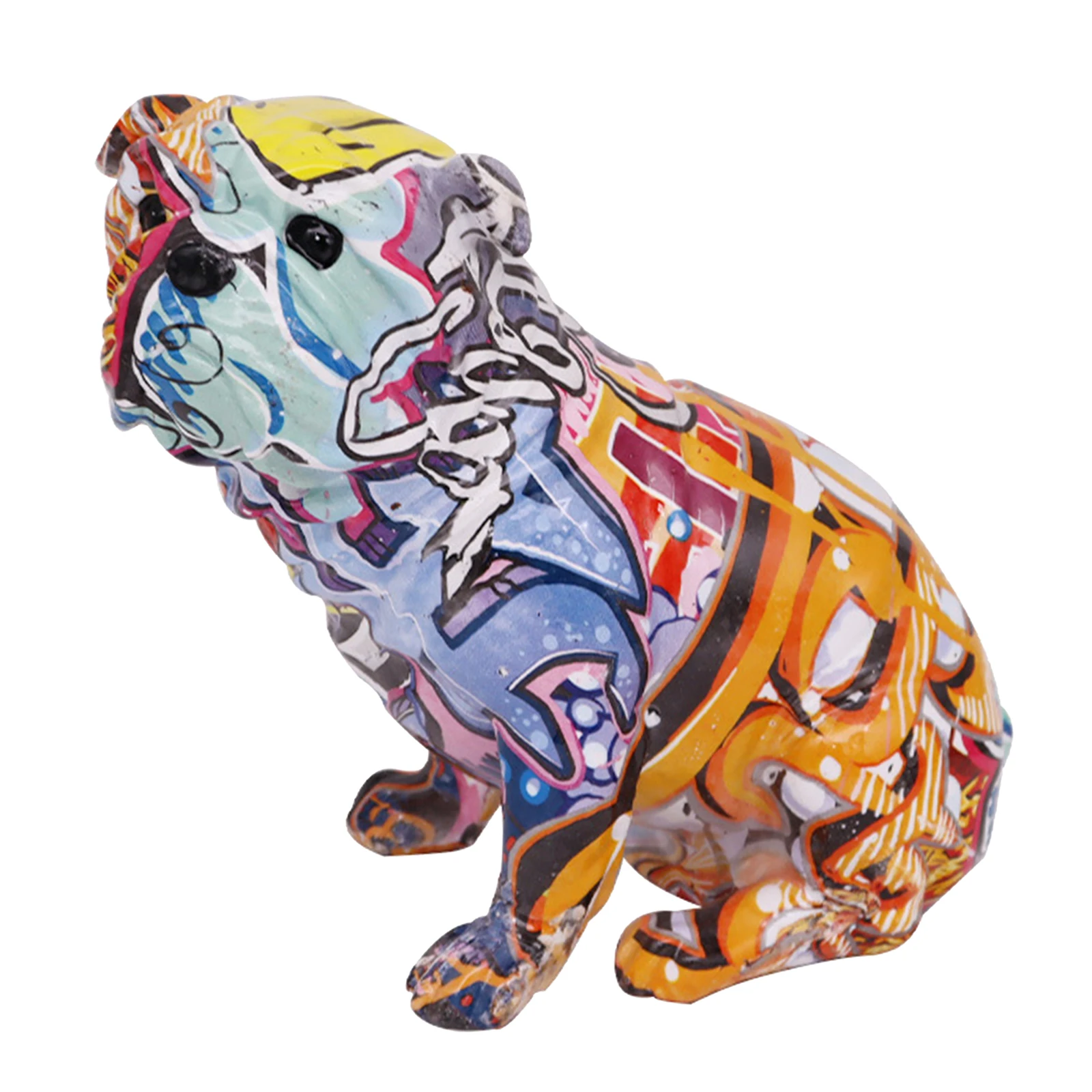 

Graffiti Bulldog Dog Statue Home Office Decor Crafts Figurine Gift Present