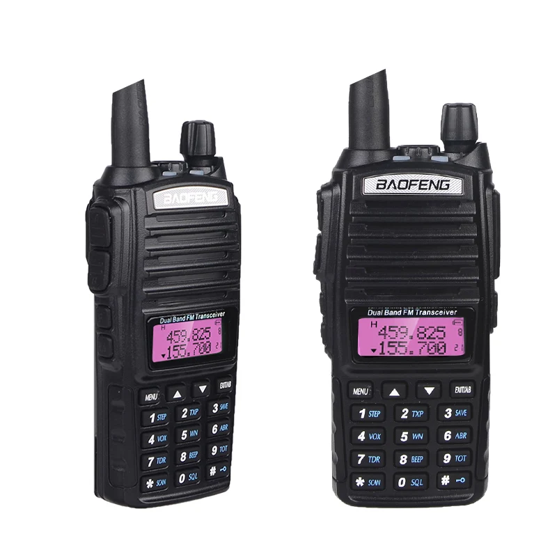 real 8w baofeng uv 82 walkie talkie 10km uv 82 two way radio uv82 vhf uhf dual band transceiver hunting portable cb ham radio free global shipping