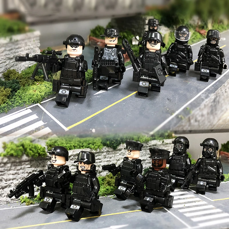 12 шт. военные мини фигуры SWAT городская полиция с пуленепробиваемым жилетом маска