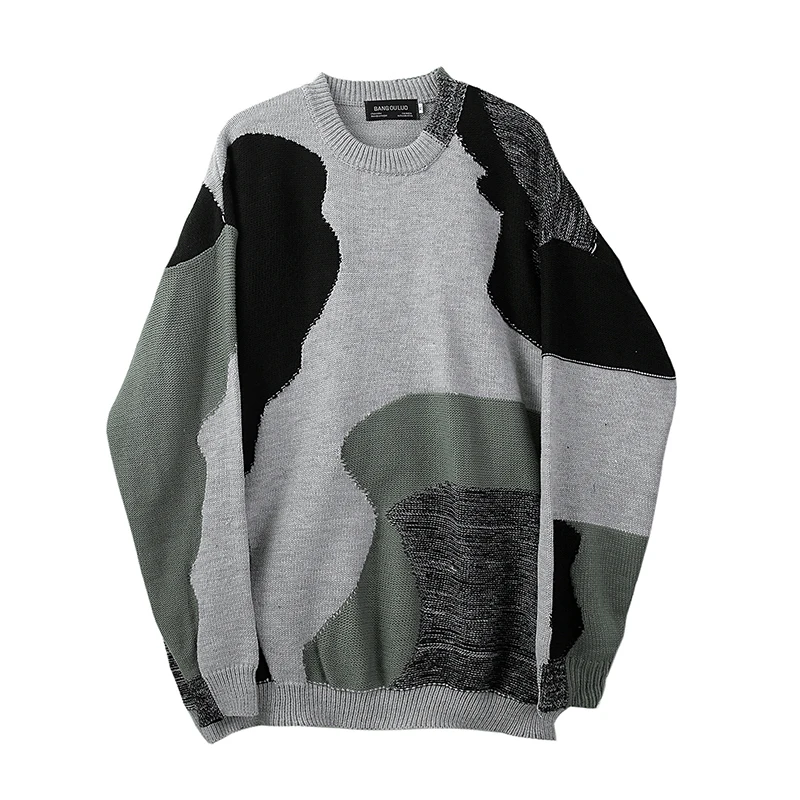 

Men Sweater Knitted 2020 Autumn Winter Clothes Irregular splice Hip Hop Dark Gothic Sweaters Pullover Streetwear Men Clothing
