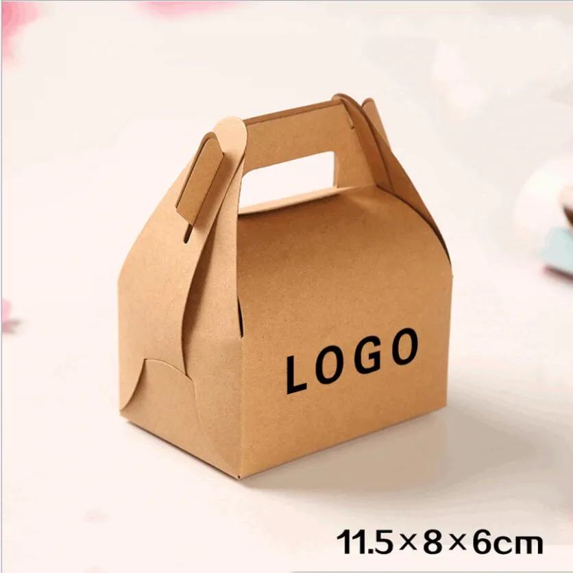 50 шт./лот коробка для торта из крафт-бумаги Коричневая Картонная Коробка кексов с