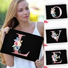 Розовый цветок алфавита A-Z сумка для макияжа женский шоппер для путешествий Хранение Косметики сумки для помады большой емкости Органайзер