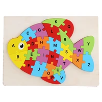 hot kids wooden animal jigsaw puzzle 26 letter of the alphabet cognitive baby educational learning toys for children