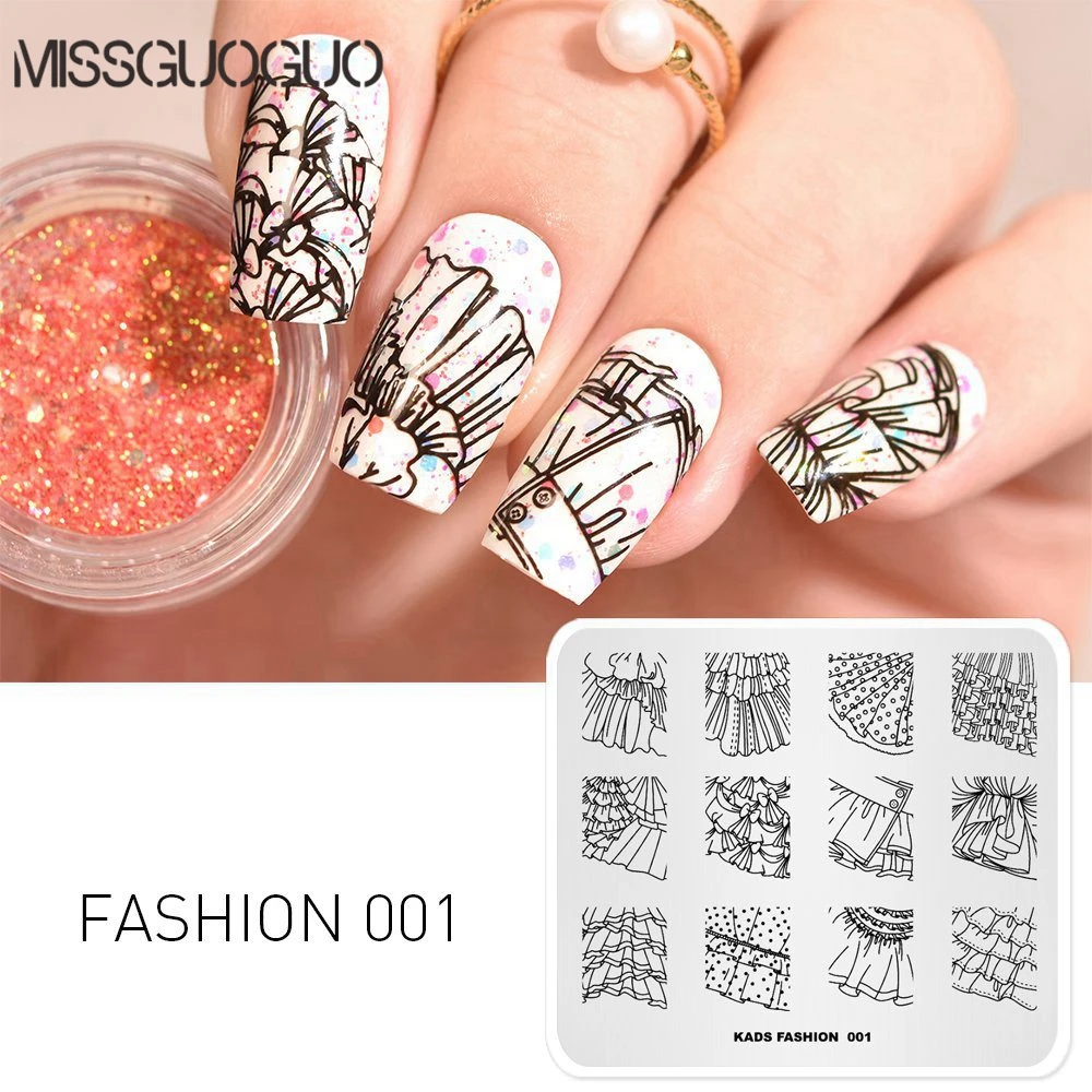 Пластины для штамповки ногтей KADS модный дизайн 001 шаблоны кружевных рисунков