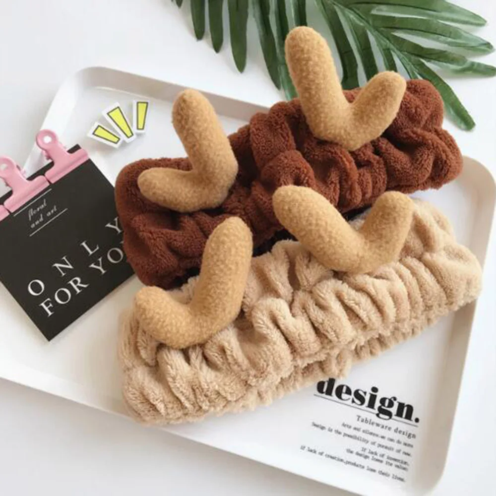 

Симпатичный ободок на голову, ободок с оленем, головной ободок, женская мягкая плюшевая повязка для волос для девушек, женская модная Рождес...