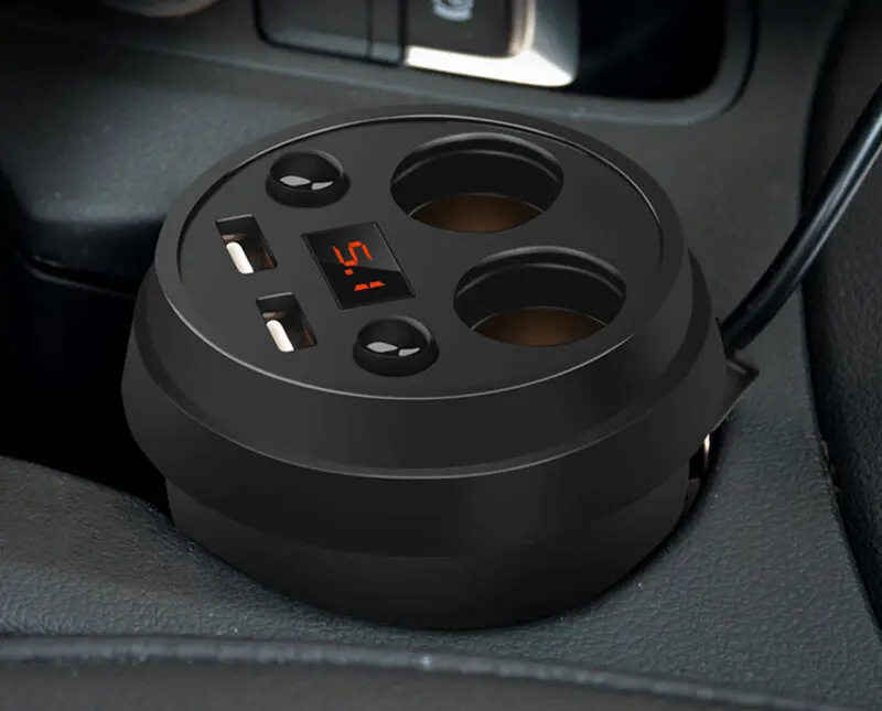 GSPSCN автомобильный инвертор 5 в 3 А, двойной 2 USB Автомобильное зарядное устройство, светодиодный дисплей с экраном, добавить 2 автомобильного прикуривателя, автомобильный инвертор