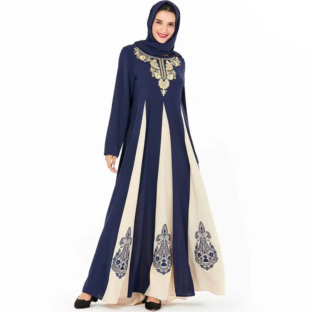 

Arabic robe Dashiki Abaya Dubai Flower Pattern Embroidered Caftan Dress Hijab Muslim Fashion Long Sleeve