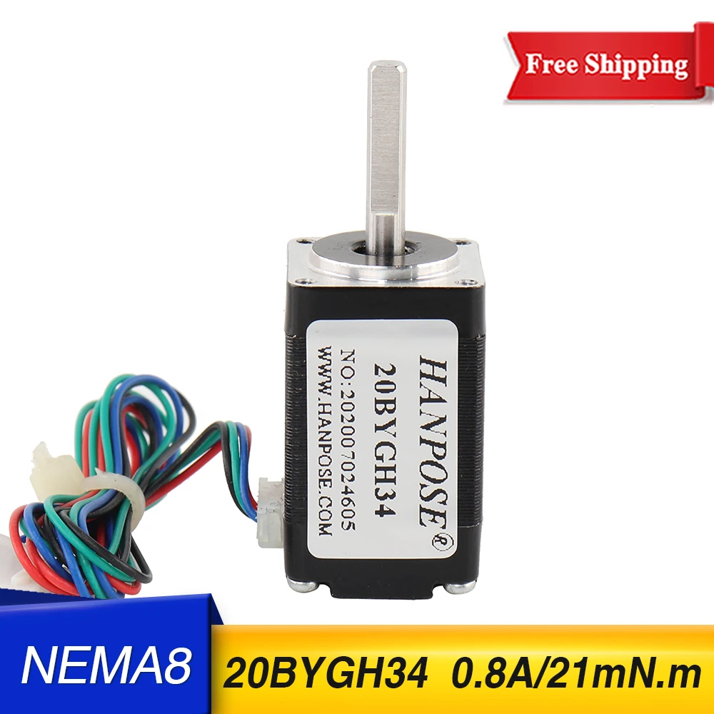 

Nema8 mini Stepper motor 34mm 21mN.m 0.8A 1.8 degrees 20BYGH34 stepper motor For doll machine accessories