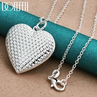 doteffil 925 sterling silver heart photo frame pendant necklace 16 30 inch sanke chain for women man wedding party charm jewelry