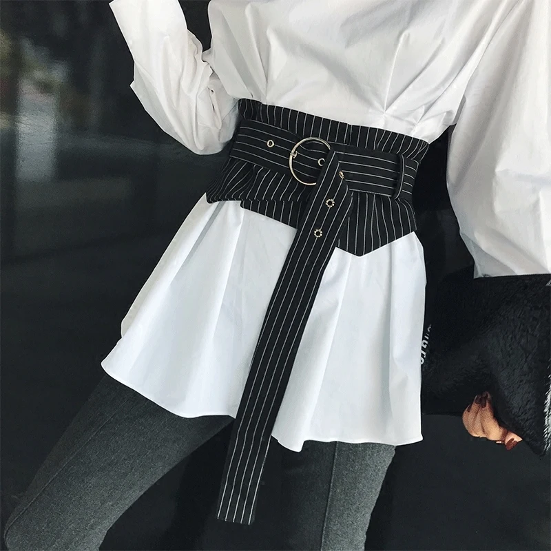 Женский пояс корсет WKOUD EAM Классический Повседневный Пояс в полоску с