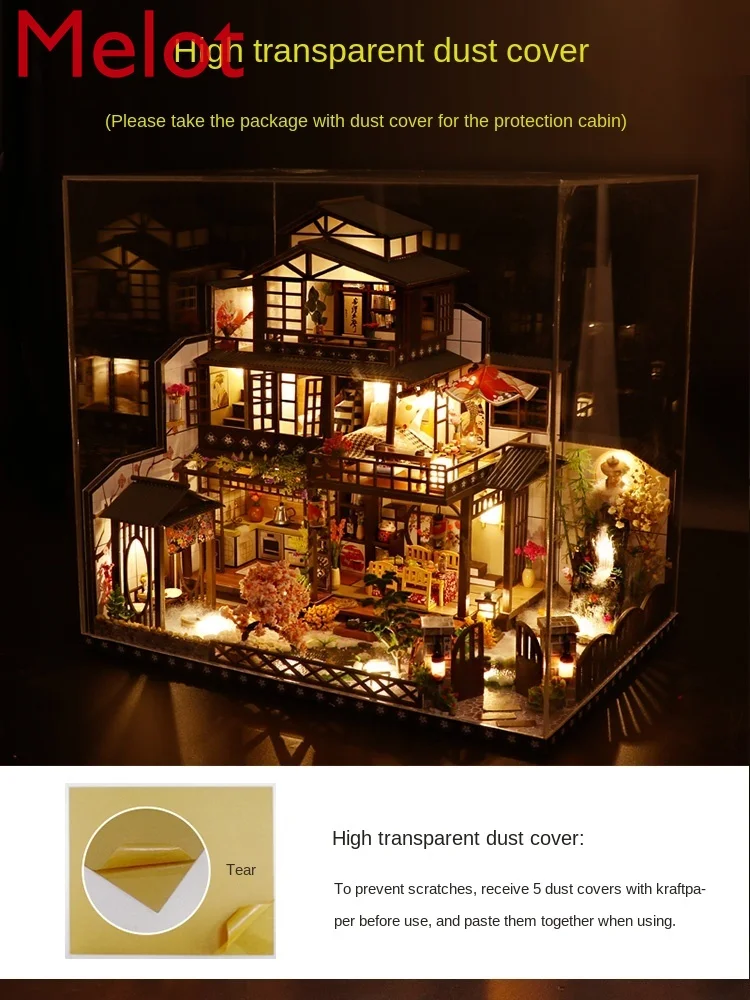 

Handmade DIY Cottage Chinese Style Ancient Architecture Ancient Capital Moon Looking Japanese Style Villa Valentine's Day Gift