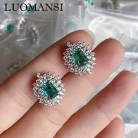 luomansi 100 s925 sterling silver paraiba gemstone stud earrings super flash wedding engagement cocktail party jewelry