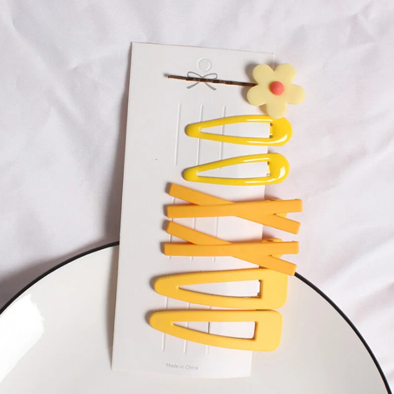 7 шт. для девочек заколки волос детей Детские аксессуары клип шпильки однотонные