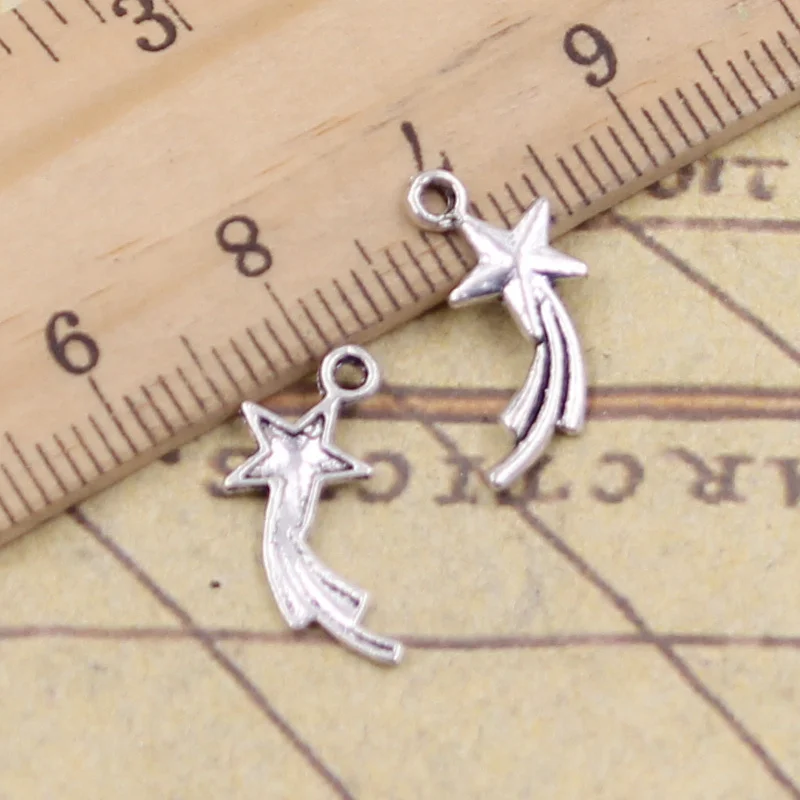 

100pcs Charms Shooting Star 16x8mm Tibetan Silver Color Pendants Crafts Making Findings Handmade Antique Jewelry DIY Necklace