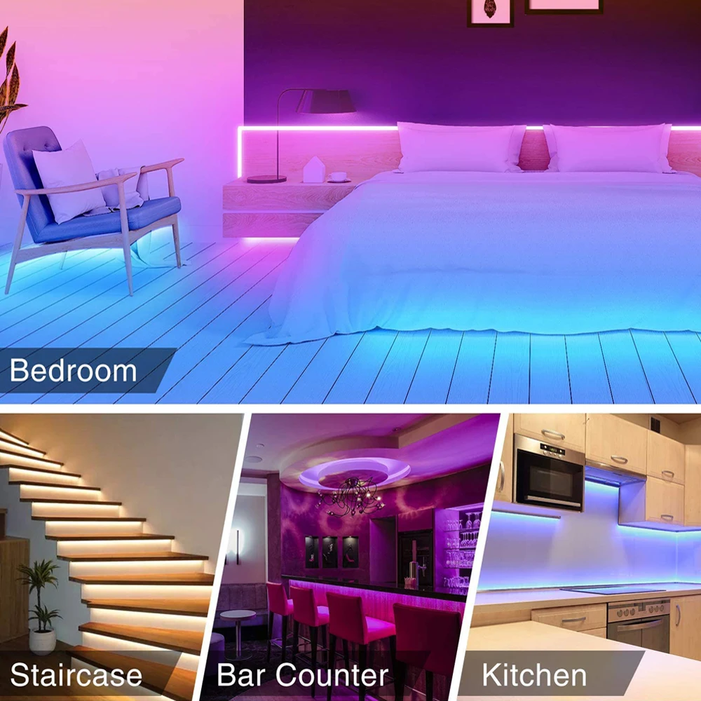 

DreamColor LED Strip Lights Bluetooth Music Sync APP Control Rainbow RGB IC Waterproof Flexible luces For Kitchen Bedroom Party