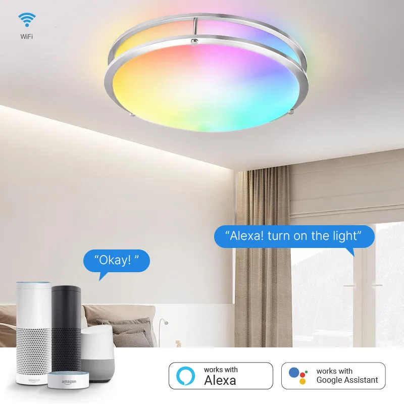 

Tuya 15W/18W RGB Dimmable Wifi Smart LED Ceiling Light APP Control Voice Control Works With Alexa Google Assistant Smart Home