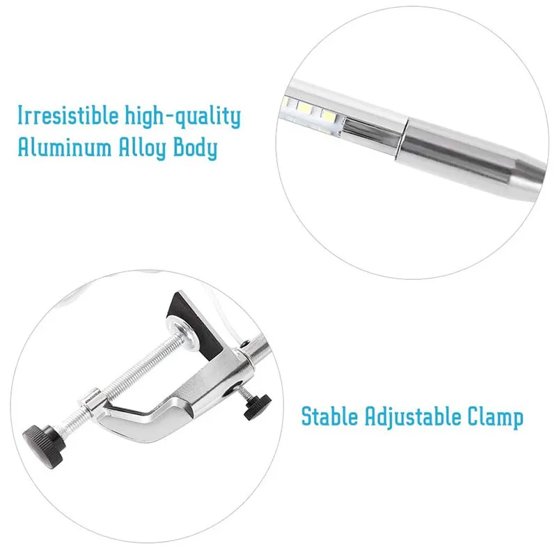 

Portable USB LED Card Clip Desk Lamp with USB Port Flexible Gooseneck Desk Lamp Beauty Nail Tattoo Desk Lamp