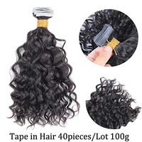 brazilian tape in human hair extensions for women skin weft tape in hair loose wave 100 human hair adhesive 8 30 40pcs 100g