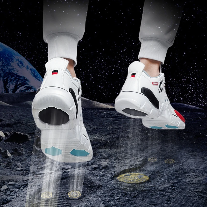 ONEMIX Men Sneakers Technology Style Leather Damping Comfortable Man Red Sport Running Shoes for Women Platform Retro Dad Shoes