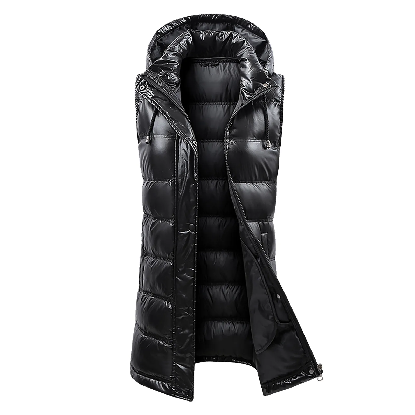 

Women's Coat Vest Hood Sleeveless Winter Warm Down Vest Pockets Solid Quilted Down Jacket Cotton Padded Waistcoat Outdoor