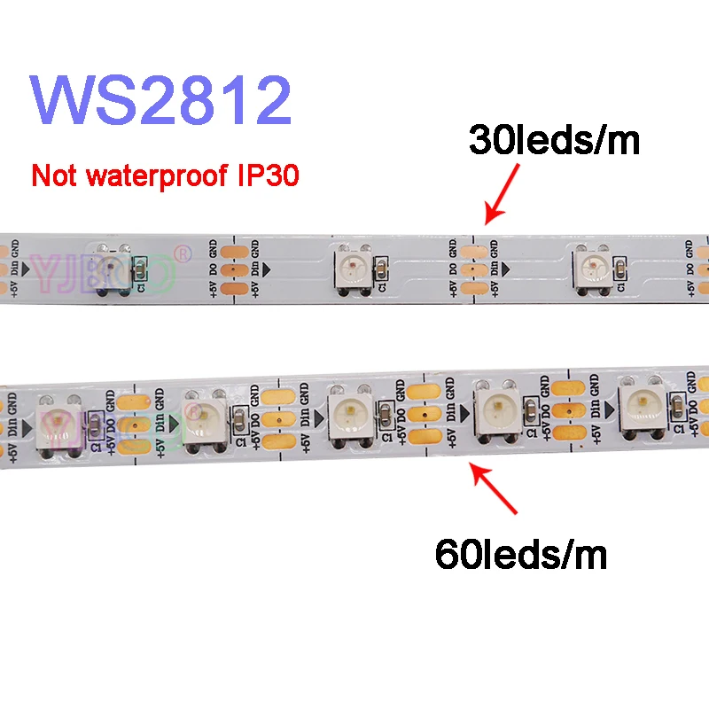 Умная Светодиодная лента WS2812B 5 м/лот DC5V 30/60 пикселей/светодиодов/м WS2812 ICWS2812B/m