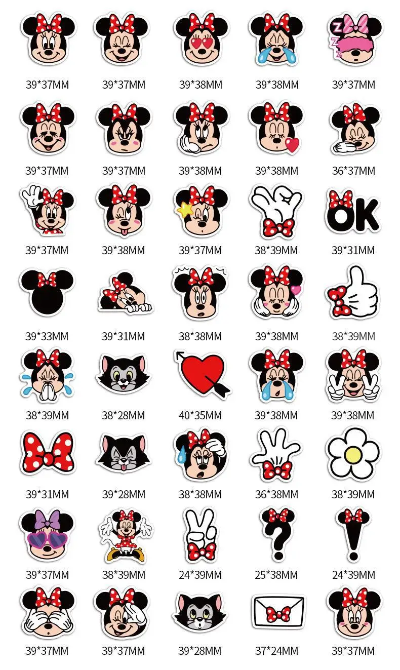 40pcs Disney Minnie Mouse  Stickers For Kids Cute Anime Stickers Luggage Notebook Scrapbooking Sticker images - 6