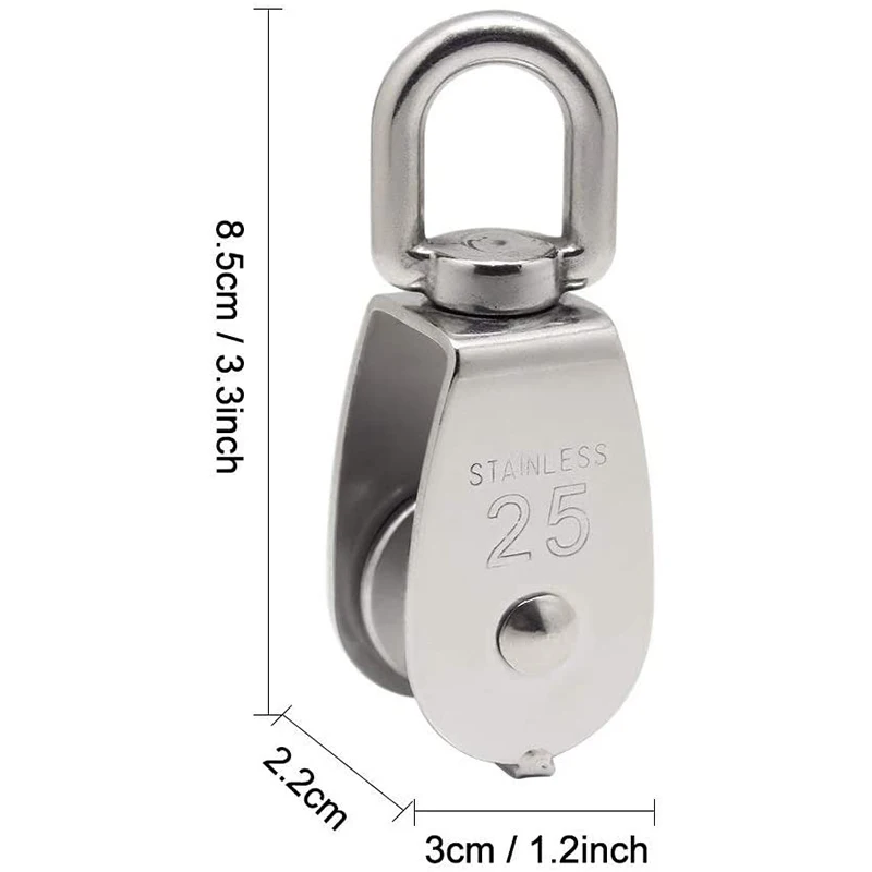 

2Pcs M25 Single Pulley Block Hanging Wire Pulley Roller Swivel Lifting Wire Rope Cable Towing Wheel