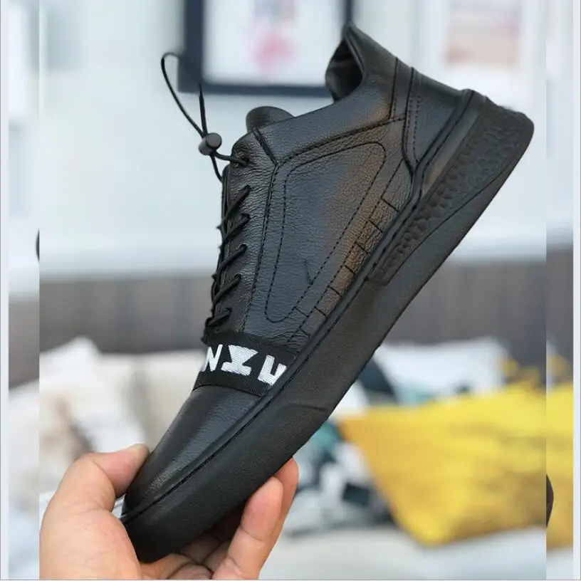 Мужская обувь на плоской подошве CS811 черная повседневная спортивная шнурках для