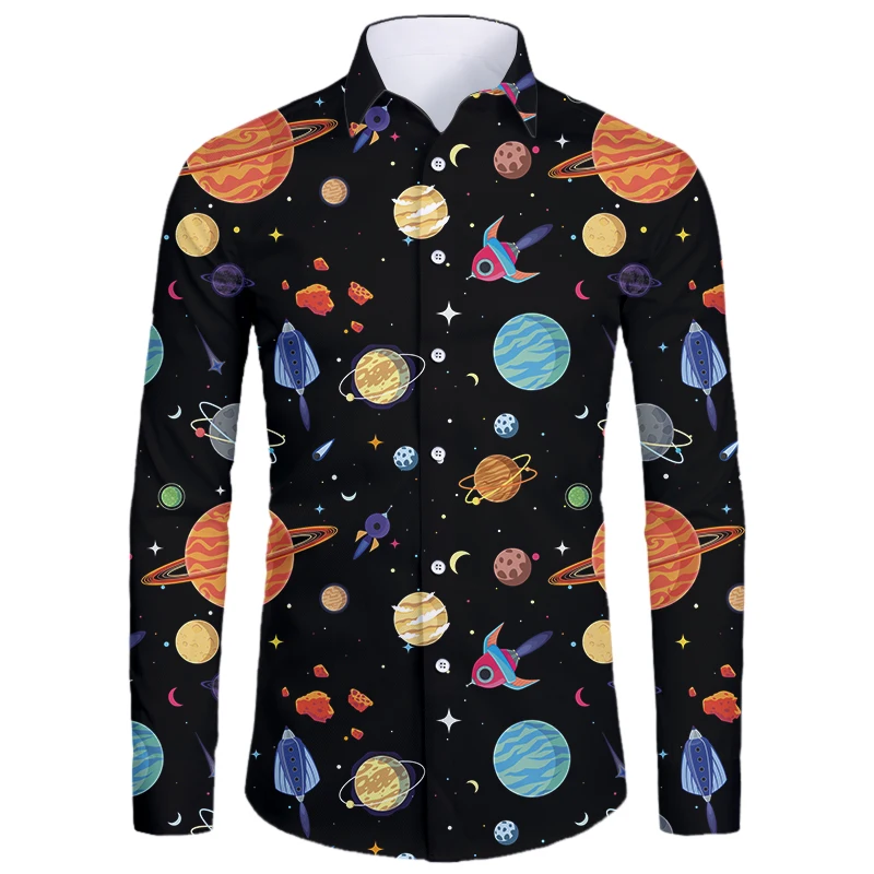 Рубашка OGKB мужская с длинным рукавом модная вечерние за из полиэстера 3D принтом