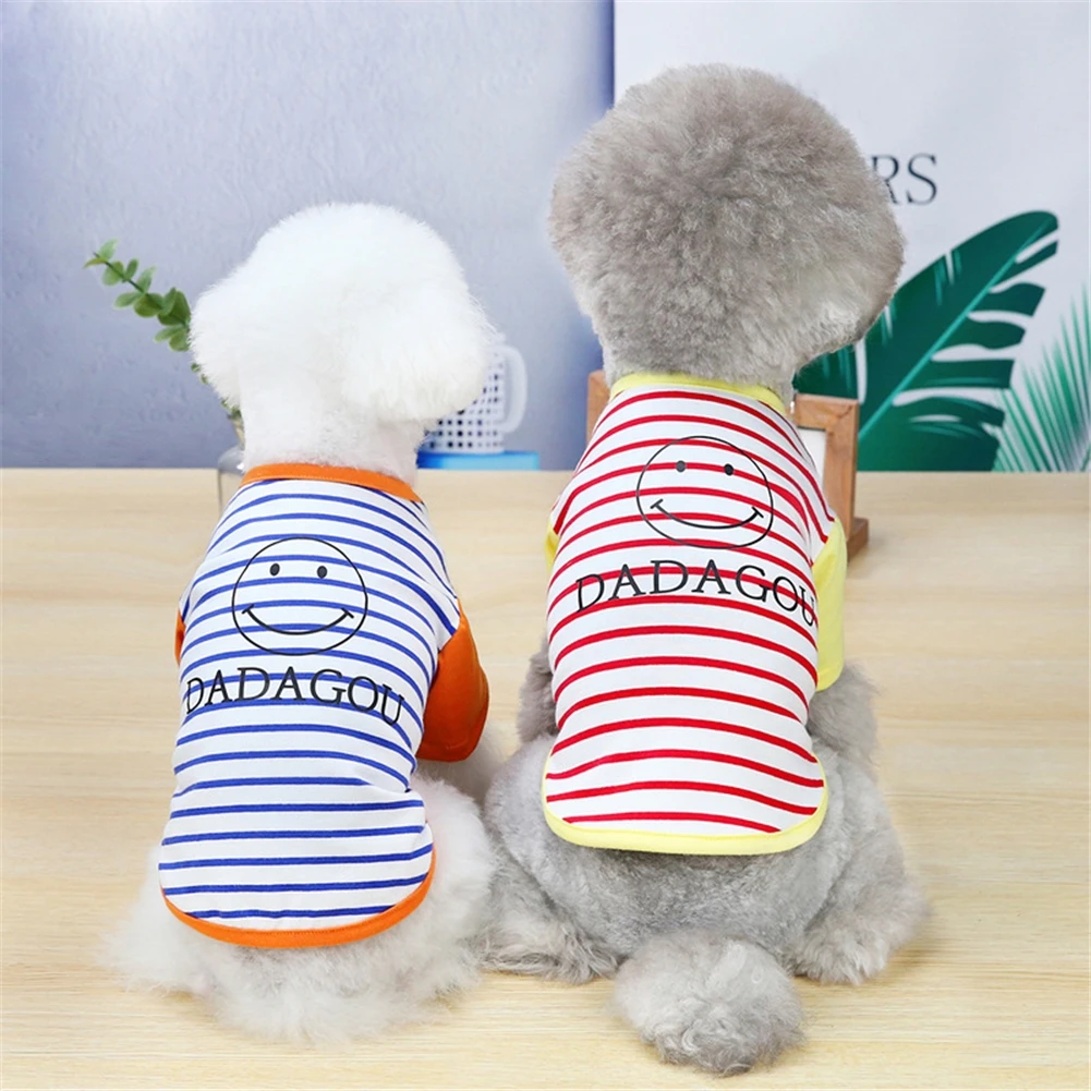 

Summer Striped Dog Shirt Cotton Casual Pet Vest Comfortable Small Dogs Costume Puppy Printed T-Shirt Breathable Dog Clothes