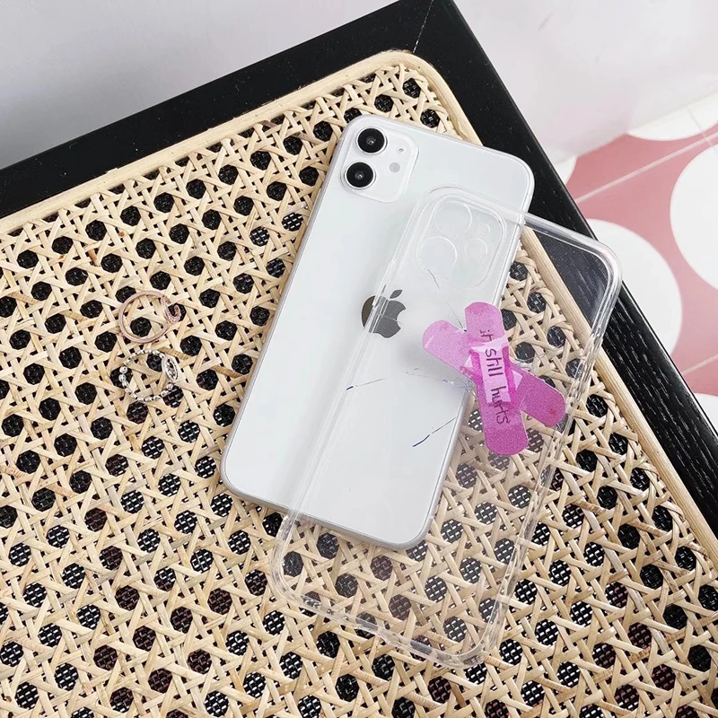 Hot Transparent cute funny ok bandage soft silicon phone case for iphone 12 11 Pro 7 8 plus X XS XR MAX fashion protect cover