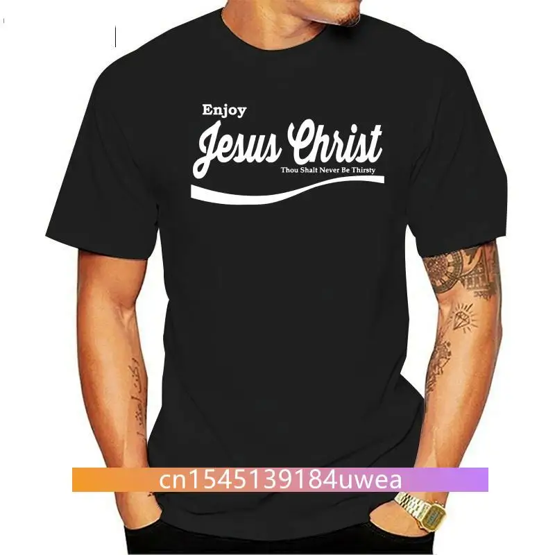 

ENJOY Jesus Christ Thou Shalt Never Be Thirsty Coke Parody Men's Tee T Shirt T-Shirts 2017 Brand Clothes Slim Fit Printing