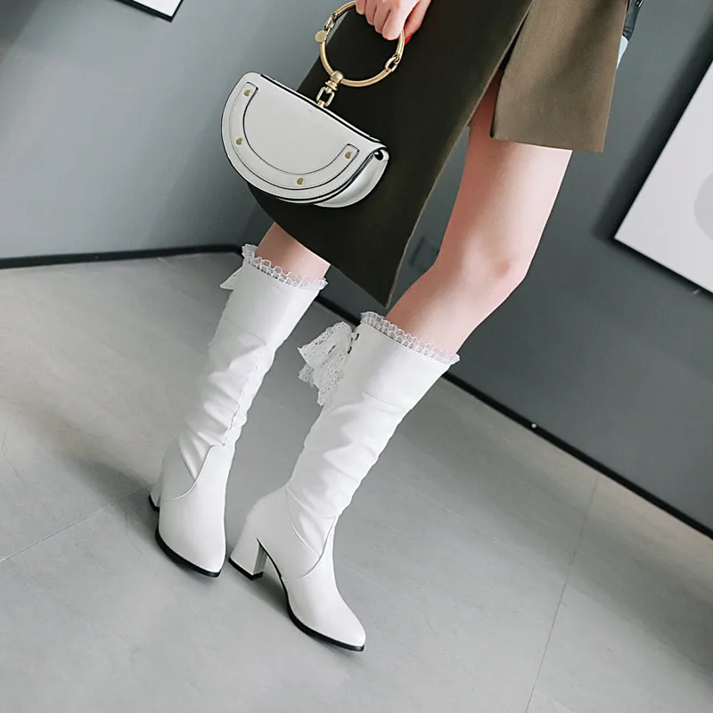 Сапоги до колена женские сапоги на толстом каблуке Ботинки с высоким голенищем