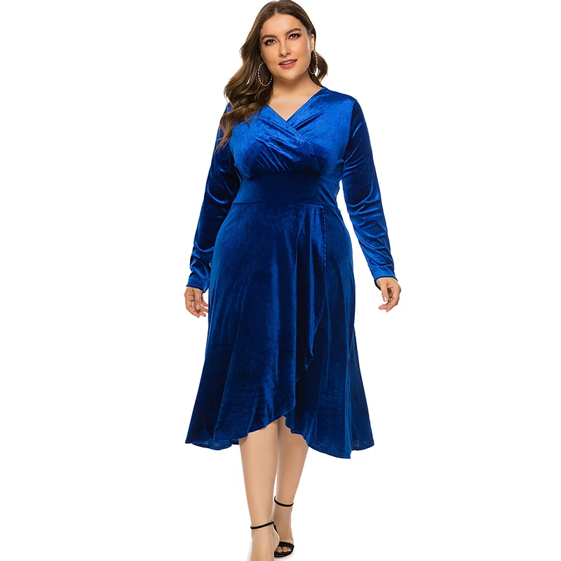 Romacci для женщин Большие размеры платье Вечерние кроссовер v-образный вырез с