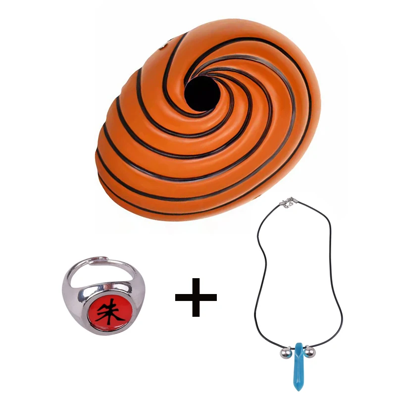 

AnimeTobi Obito Mask Akatsuki Madara Cosplay Costumes Uchiha Masks Ring necklace set Halloween