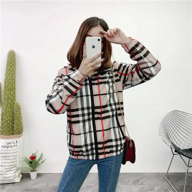 

Check coat women's spring and autumn 2020 new loose Hong Kong style retro couple coat casual versatile top