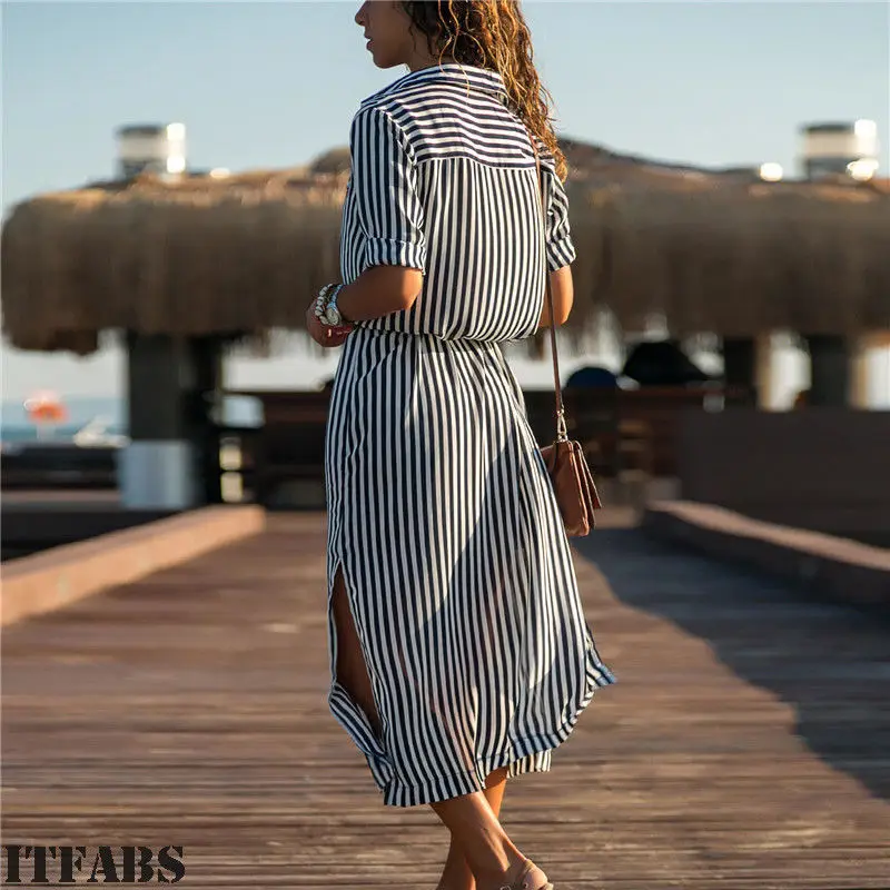 Женский вечерний сарафан в полоску элегантный винтажный стиле бохо для