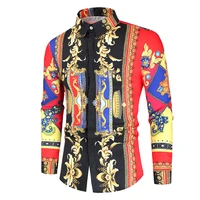 2021 vintage luxury baroque mens button down dress shirt tuxedo shirts fashion stage streetwear show shirt men camisa masculina