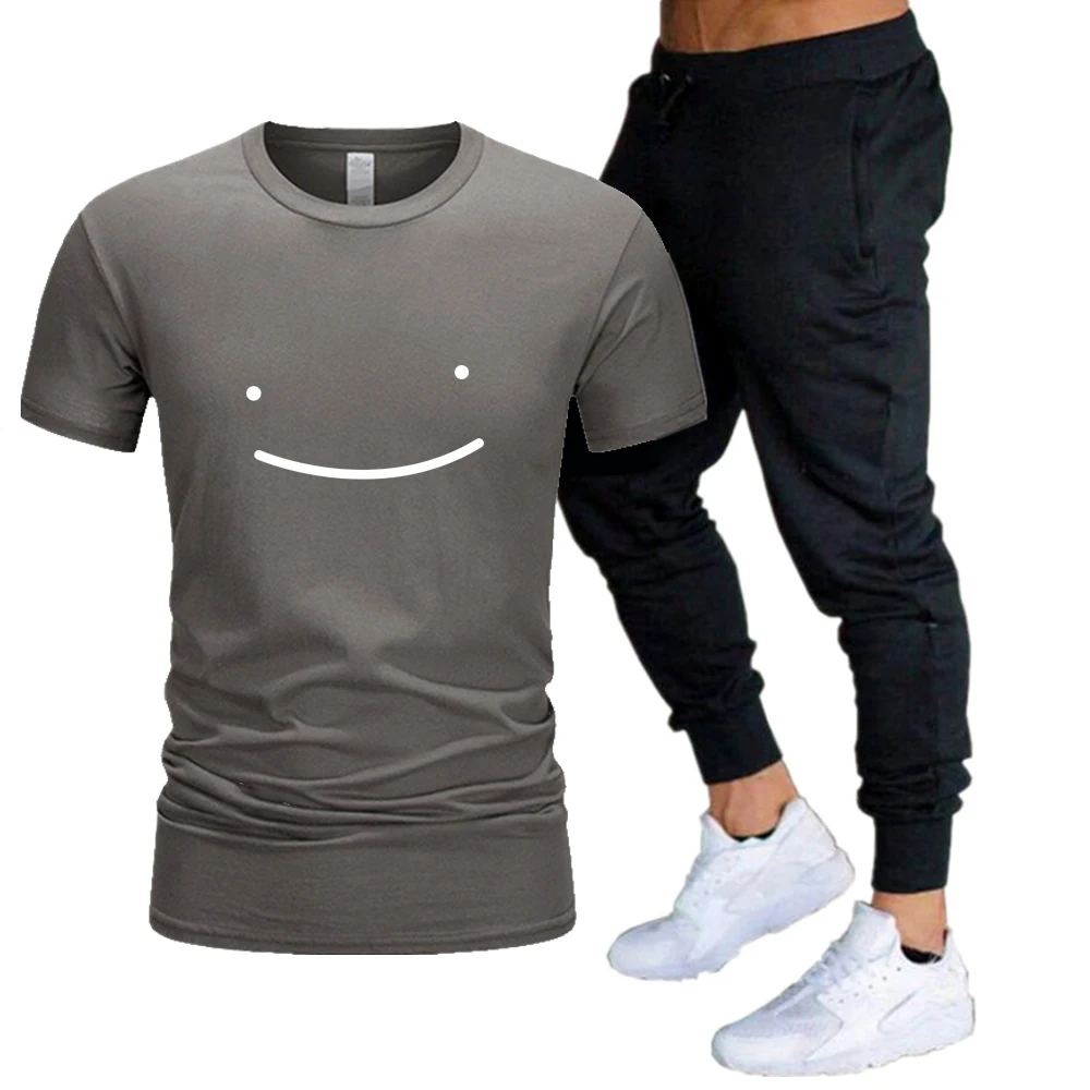 

2021 Men's Sets T Shirts pants Two Pieces Sets Casual Tracksuit Men/Women suit print Tops+Pants Gyms Fitness trousers