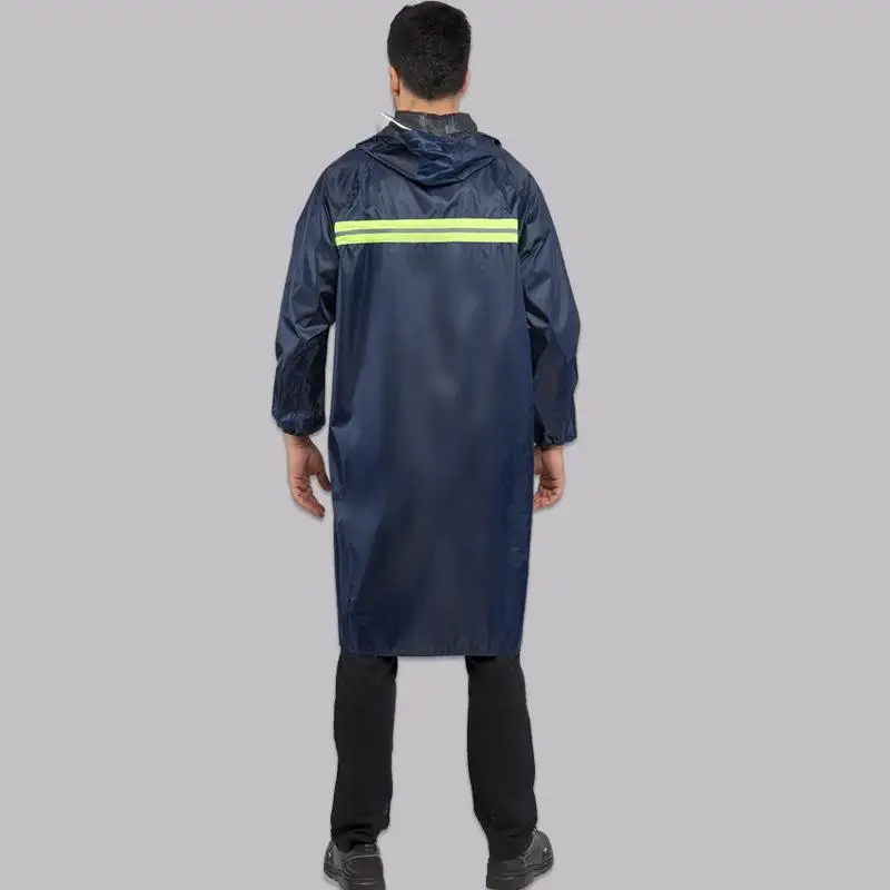 Темно-синий ПВХ дождевик с капюшоном мужской непромокаемый плащ непромокаемое