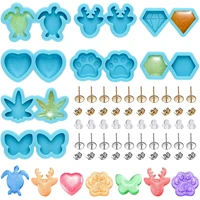 earring stud resin molds cartoon animal fruit leaf shape earrings silicone molds for resin art diy jewelry making craft