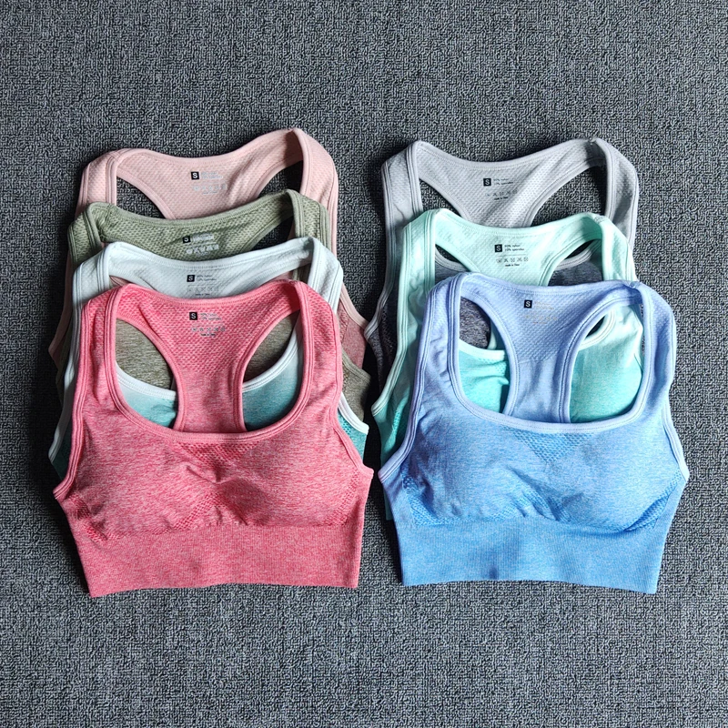 

Ombre Female Workout Padded Yoga Bra Seamless Sports Gym Fitness Women Running Crop Tops Push Up High Impact Activewear