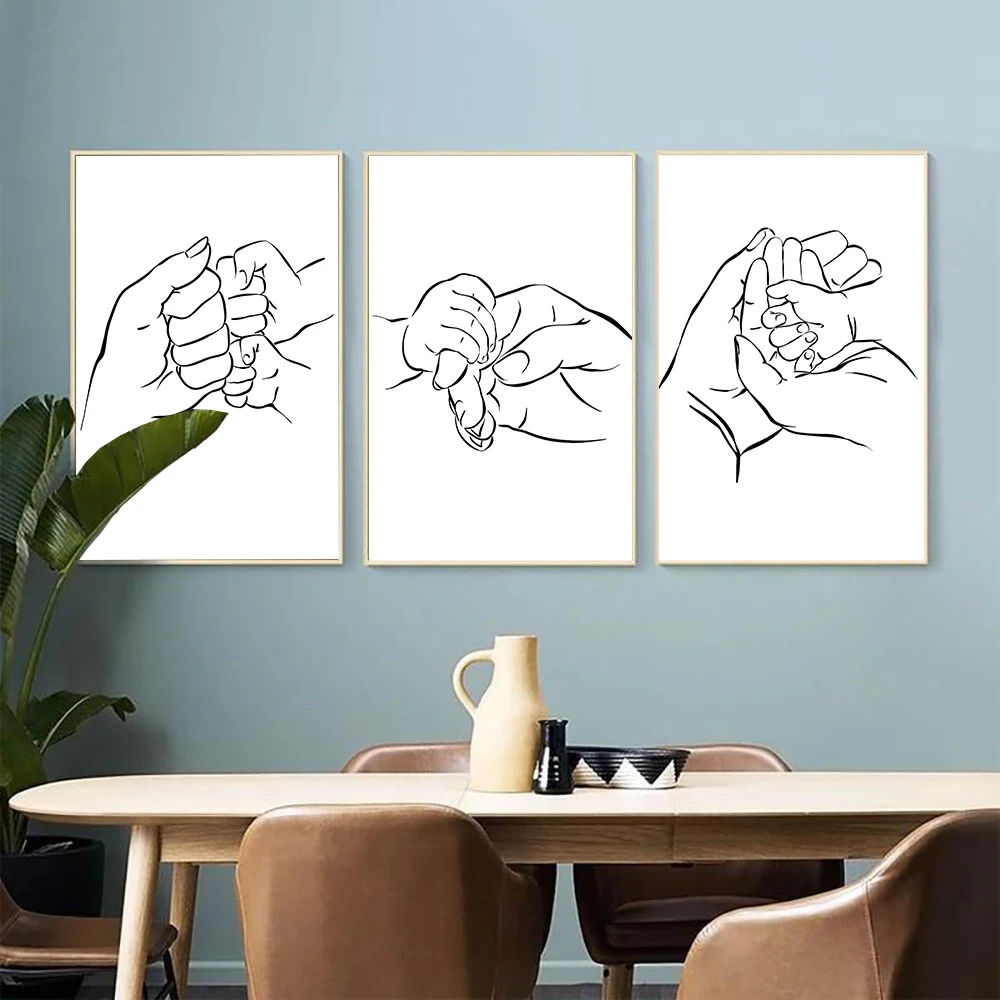

Mom Dad Baby Family Line Draw Art Painting Abstract Canvas Poster Print Minimalist Wall Art Pictures for Living Room Home Decor