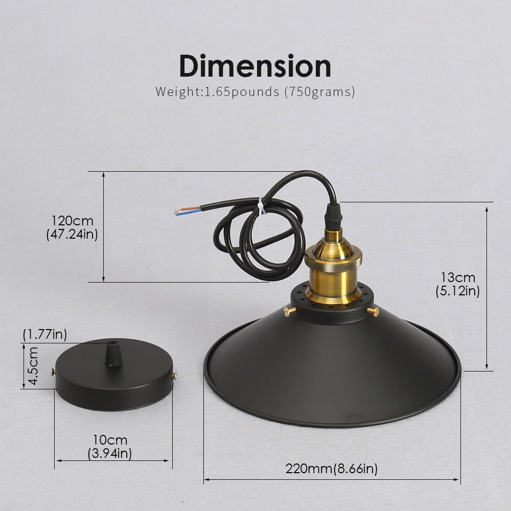 Vintage Industrial estilo colgante de luz de lámpara de E27 Base de la bombilla 200V Loft comedor de isla de cocina iluminación