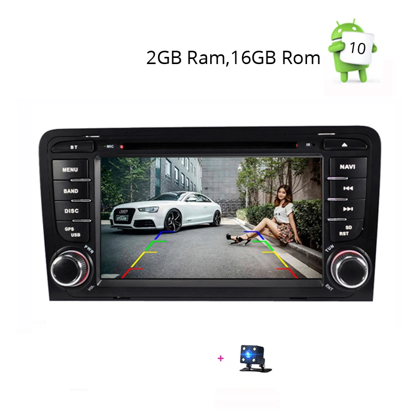 2 din Navi Автомагнитола для Audi A3 2002-2011 Автомобильный мультимедийный dvd-плеер gps Навигация стерео для Audi 8P A3 Авторадио 8P1 экран - Цвет: Android  Camera