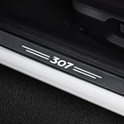 Наклейки на пороги для автомобильных дверей Peugeot 307, защитные накладки на пороги из углеродного волокна, виниловые автомобильные аксессуары, 4 шт.