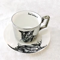 the mirror collection animal reflection cup leopard anamorphic cup cartoon cat mug tiger luxury bone china drinkware panda mug