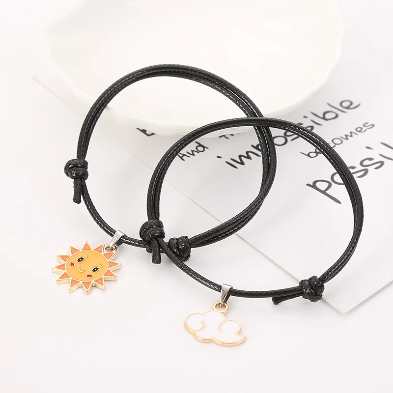 

2 PCs/Set, Sun and Cloud Bracelets for Lovers Creative Couple Bracelet for Women and Men Simple Fashion Rope Bracelets Gifts