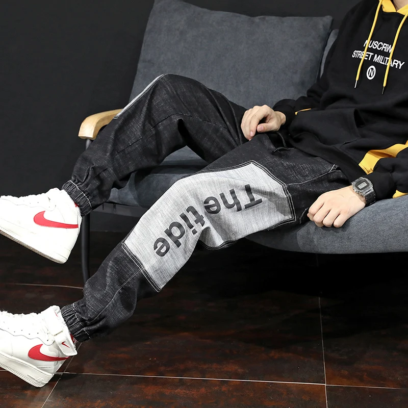 Джинсы-шаровары VOMINT штаны в стиле хип-хоп мужские свободные джоггеры с принтом